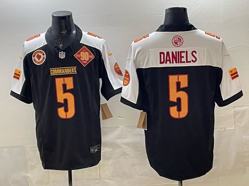 Men 2026 Washington Commanders #5 Daniels Black 3th generations Nike Limited NFL Jersey style 03